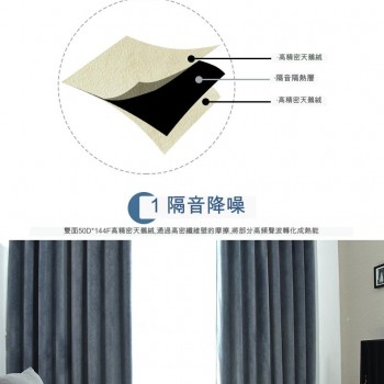 3層 吸音隔音 天鵝絨絨布 隔音窗簾 全遮光隔音布 簡易安裝帶魔術貼(1.45X1.6米)