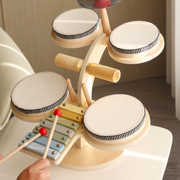 兒童 多功能木質架子鼓 音樂台