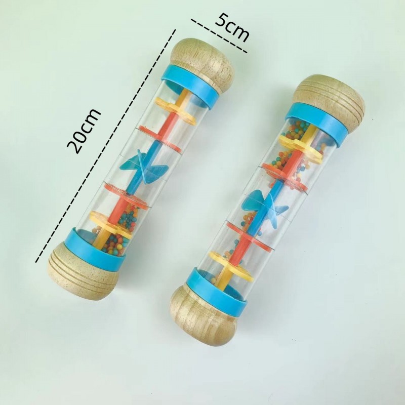 20CM 大木質款塑膠轉心 雨聲沙筒 maraca(單個裝) ST02