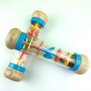 20CM 大木質款塑膠轉心 雨聲沙筒 maraca(單個裝) ST02
