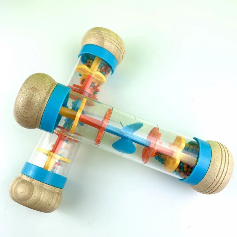 20CM 大木質款塑膠轉心 雨聲沙筒 maraca(單個裝) ST02