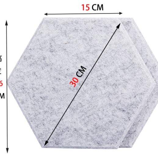 9MM厚 倒角高密度款 六邊形款 15CMX15CM 帶背膠 聚酯纖維吸音板