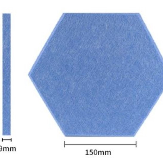 9MM厚 倒角高密度款 六邊形款 15CMX15CM 帶背膠 聚酯纖維吸音板