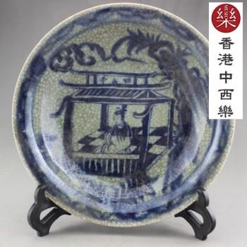 青花瓷 小亭子盤子