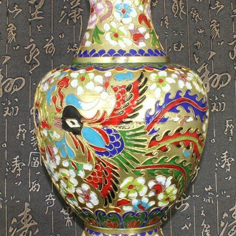 景泰藍花絲銀藍 12寸花瓶
