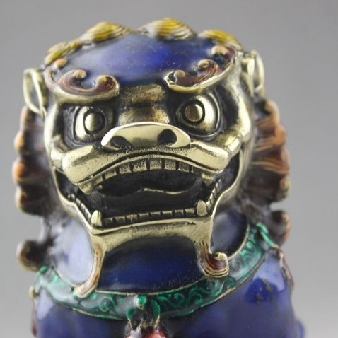景泰藍獅子像一對