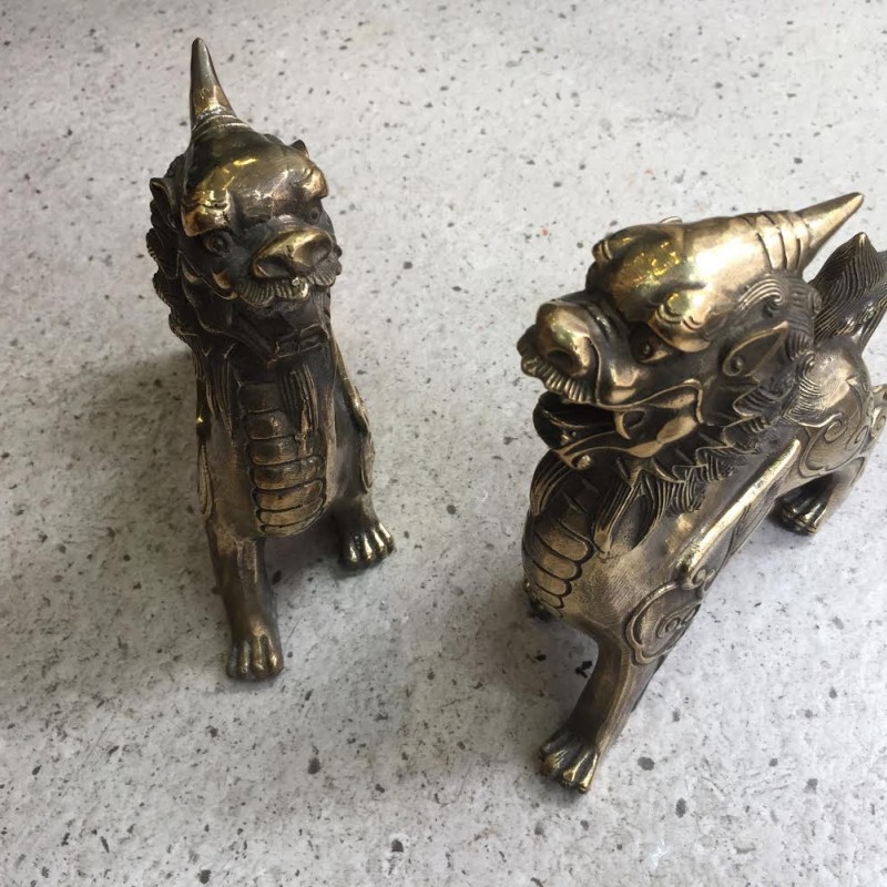 銅招財貔貅一對
