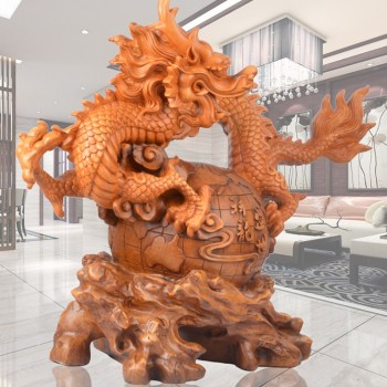 樹脂 龍抓珠擺件