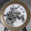墨彩蝶戀花圖 紋金邊盤 擺件