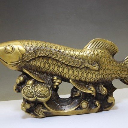 黃銅招財進寶 魚擺件