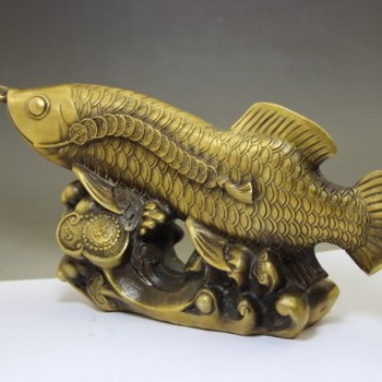 黃銅招財進寶 魚擺件