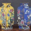 琺瑯彩描 金粉彩花鳥 四方瓶