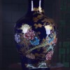 釉藍色 玉蘭花 大花瓶