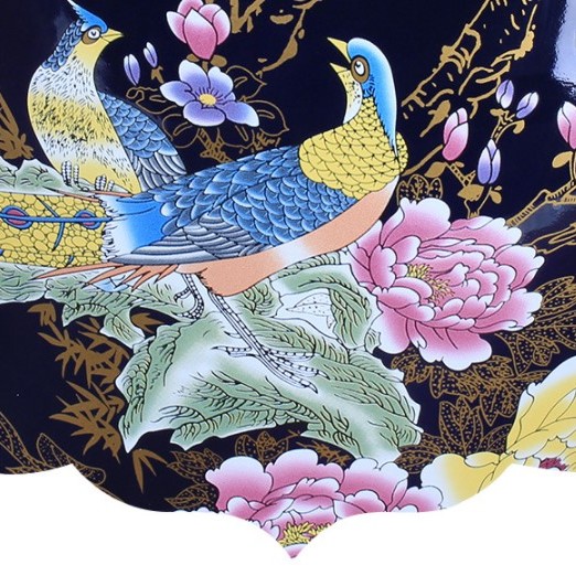 釉藍色 玉蘭花 大花瓶