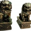 青銅器 銅獅子一對 