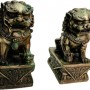 青銅器 銅獅子一對 