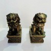 青銅器 銅獅子一對 
