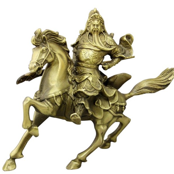 黃銅 騎馬關公 擺件