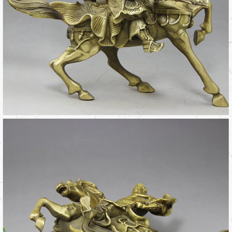 黃銅 騎馬關公 擺件