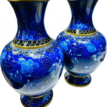 景泰藍 花絲銀藍 小花瓶 