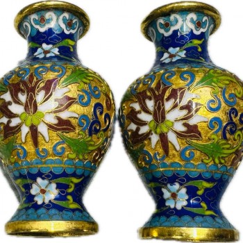 景泰藍 花絲銀藍 小花瓶 
