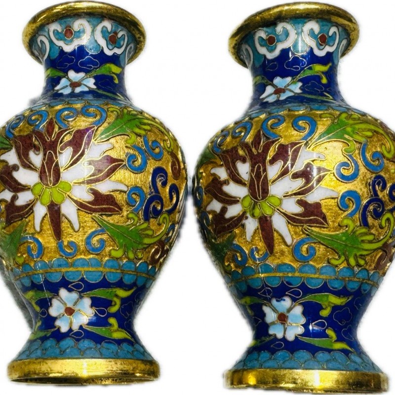 景泰藍 花絲銀藍 小花瓶 
