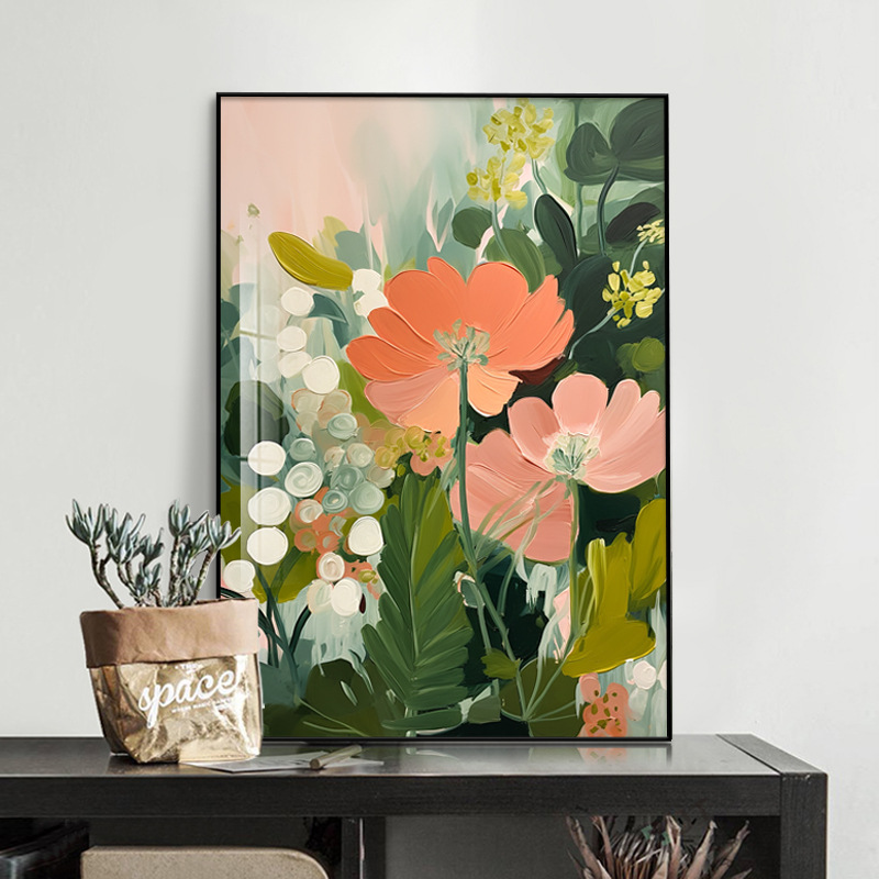 北歐風清新 花卉 晶瓷面掛畫 裝飾掛畫連鋁畫框 40X60CM DF