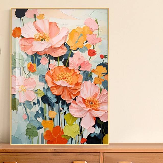 北歐風清新 花卉 晶瓷面掛畫 裝飾掛畫連鋁畫框 40X60CM DF