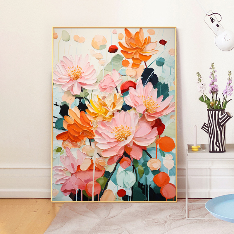 北歐風清新 花卉 晶瓷面掛畫 裝飾掛畫連鋁畫框 40X60CM DF
