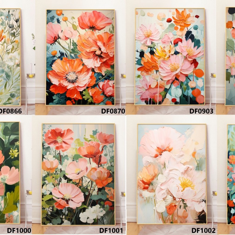 北歐風清新 花卉 晶瓷面掛畫 裝飾掛畫連鋁畫框 40X60CM DF