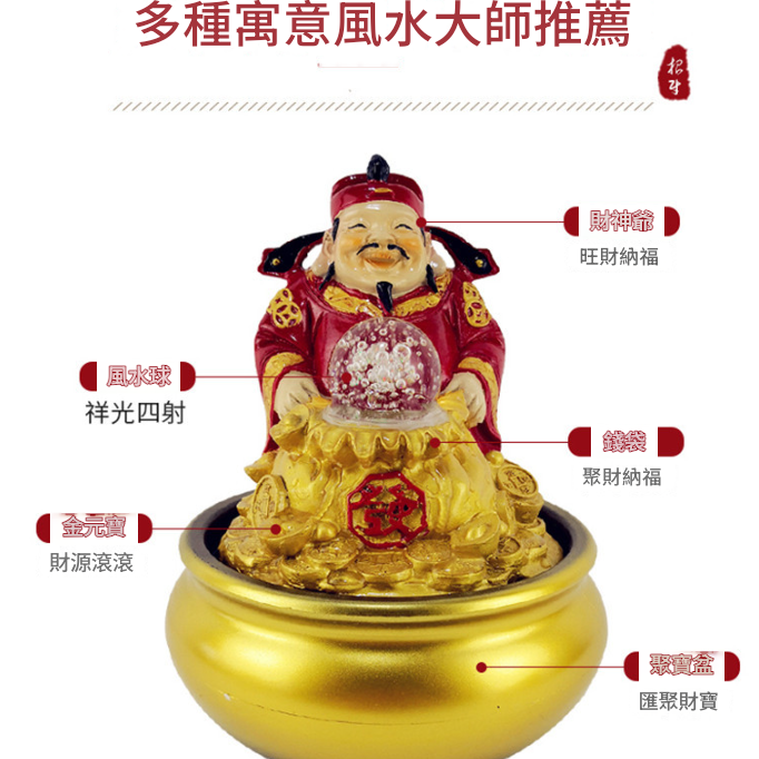 流水擺件 財神爺