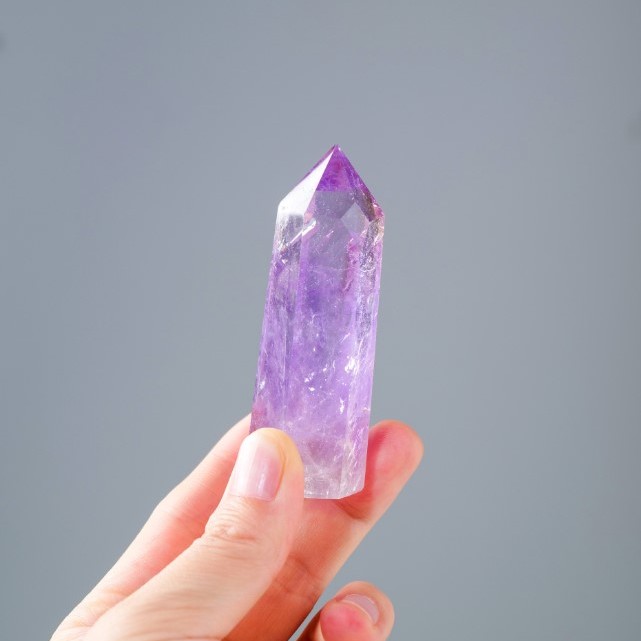 天然紫水晶 水晶柱 六稜單尖柱 擺件
