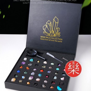 天然水晶 礦標禮盒組 43種礦物標本 兒童教學套盒