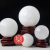 天然水晶球 原石白冰石 連底坐擺件 7CM
