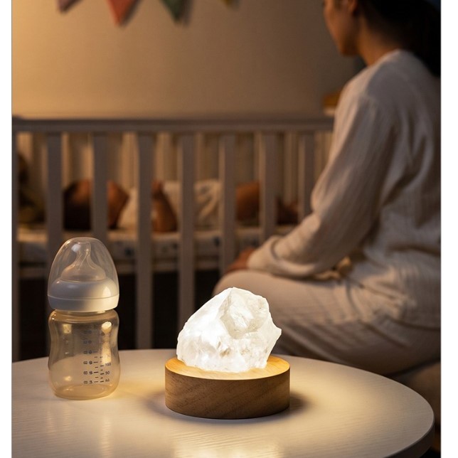 天然 水晶原石 小夜燈
