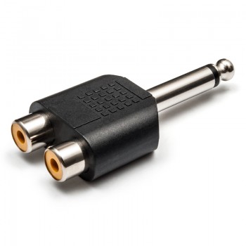 單聲道 6.5 轉 2RCA 蓮花頭 AV頭 1分2音頻分頭 轉接頭
