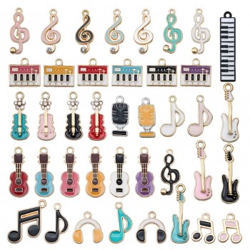 滴油 音樂 結他 提琴鋼琴 音符吊墜 DIY 手工飾品 匙扣 一套40個