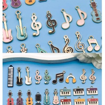 滴油 音樂 結他 提琴鋼琴 音符吊墜 DIY 手工飾品 匙扣 一套40個