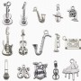 古銀 樂器 音樂吊墜 DIY 手作飾品 匙扣 一套15款