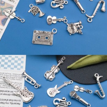 古銀 樂器 音樂吊墜 DIY 手作飾品 匙扣 一套15款