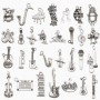 古銀 樂器 提琴結他 音樂吊墜 DIY 手作飾品 匙扣 一套30款