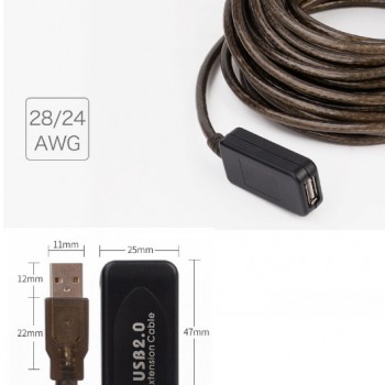 USB 2.0 數據 信號放大延長線 帶IC芯片延長線 5米長