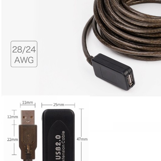 USB 2.0 數據 信號放大延長線 帶IC芯片延長線 5米長