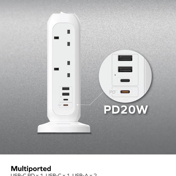 Momax ONEPLUG PD20W 2A2C 11位直立拖板