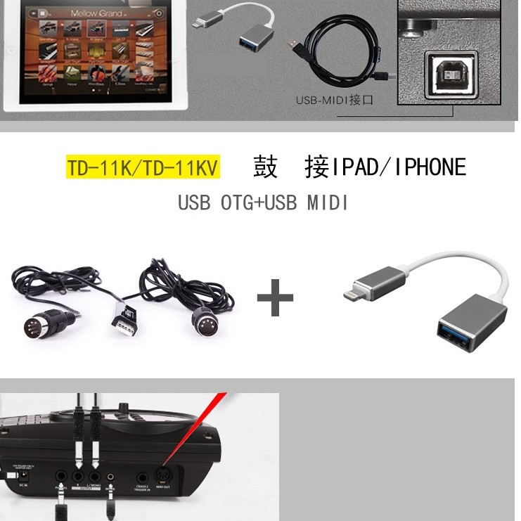 MIDI 數碼鋼琴 電子鼓 OTG 連接轉頭 (iphone/ipad專用) IOS9/10/11適用