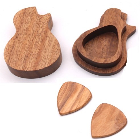 結他 木製撥片 結他型 撥片盒套裝 Wooden PICK