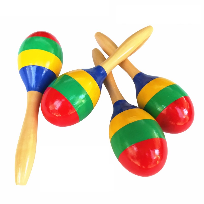 20CM 兒童木質 四色大沙錘 maraca (單個裝)