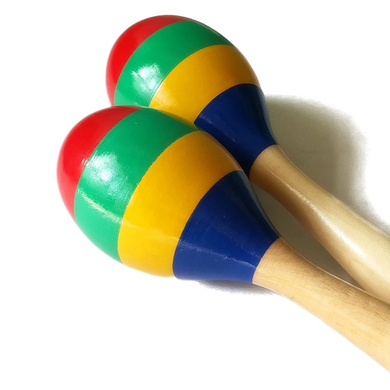 20CM 兒童木質 四色大沙錘 maraca (單個裝)
