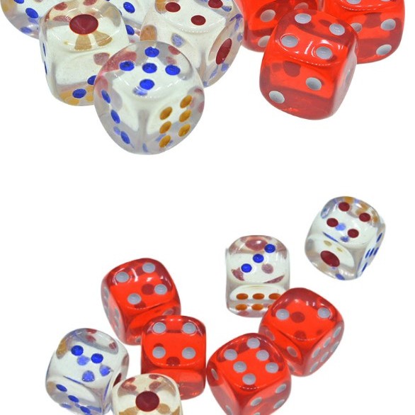 兒童 遊戲骰子 彩色透明 骰仔 6面骰子 色子 (3粒裝)