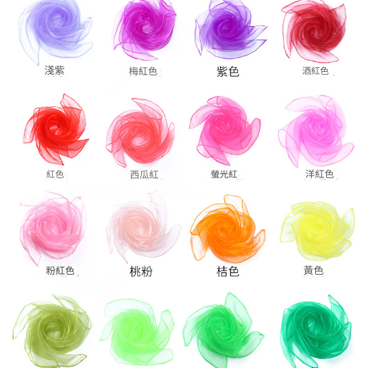 兒童 彩色雪紡圍巾 兒童舞台 表演小紗巾 舞蹈紗巾 雪紡律動紗巾 60CM